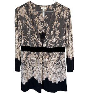 Y2K Womens Babydoll Lace Velvet Top Medium Floral Dark Fairy Grunge Forest Fairy